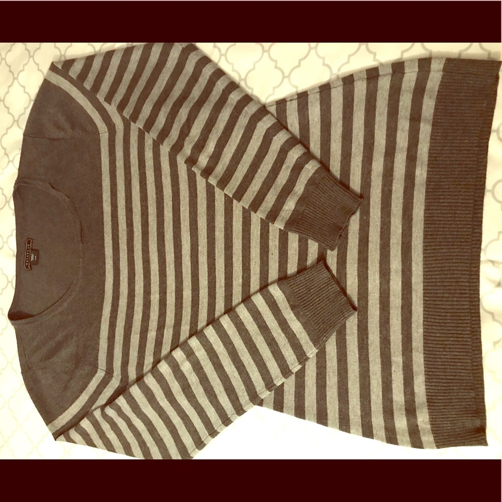 Cute dark grey and heather grey striped sweater